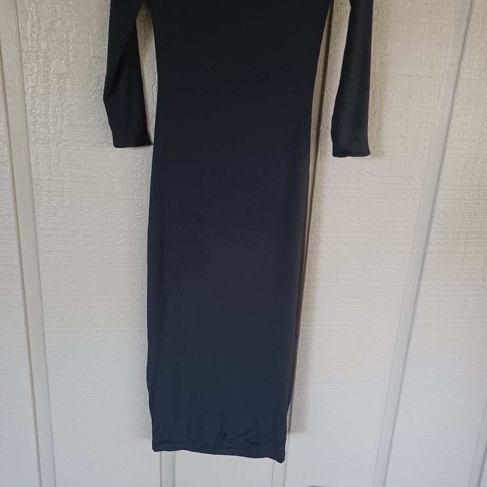 SER.O.YA Women Lotus Midi Dress Size L Black Cutout Twist Jersey Long Sleeve - Picture 14 of 16